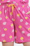 Zivame Sunset Disco Knit Cotton Shorts Set - Fuchsia Purple — thumbnail 6